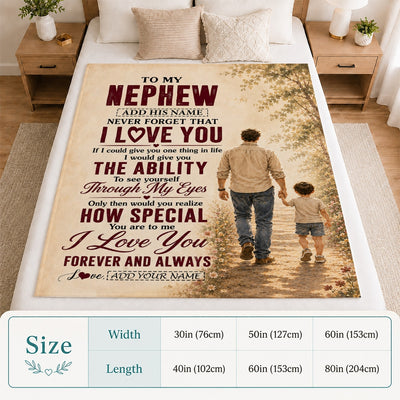 Personalized To My Nephew Gifts Blanket From Uncle Nephew Holding Hands Letter Birthday Gift Graduation Christmas Customized Bed Fleece Throw Blanket | teecentury
