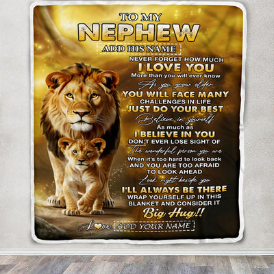 Personalized To My Nephew Gifts Blanket From Uncle Never Forget How Much I Love You Lion Nephew Birthday Gifts Graduation Christmas Custom Fleece Blanket | teecentury