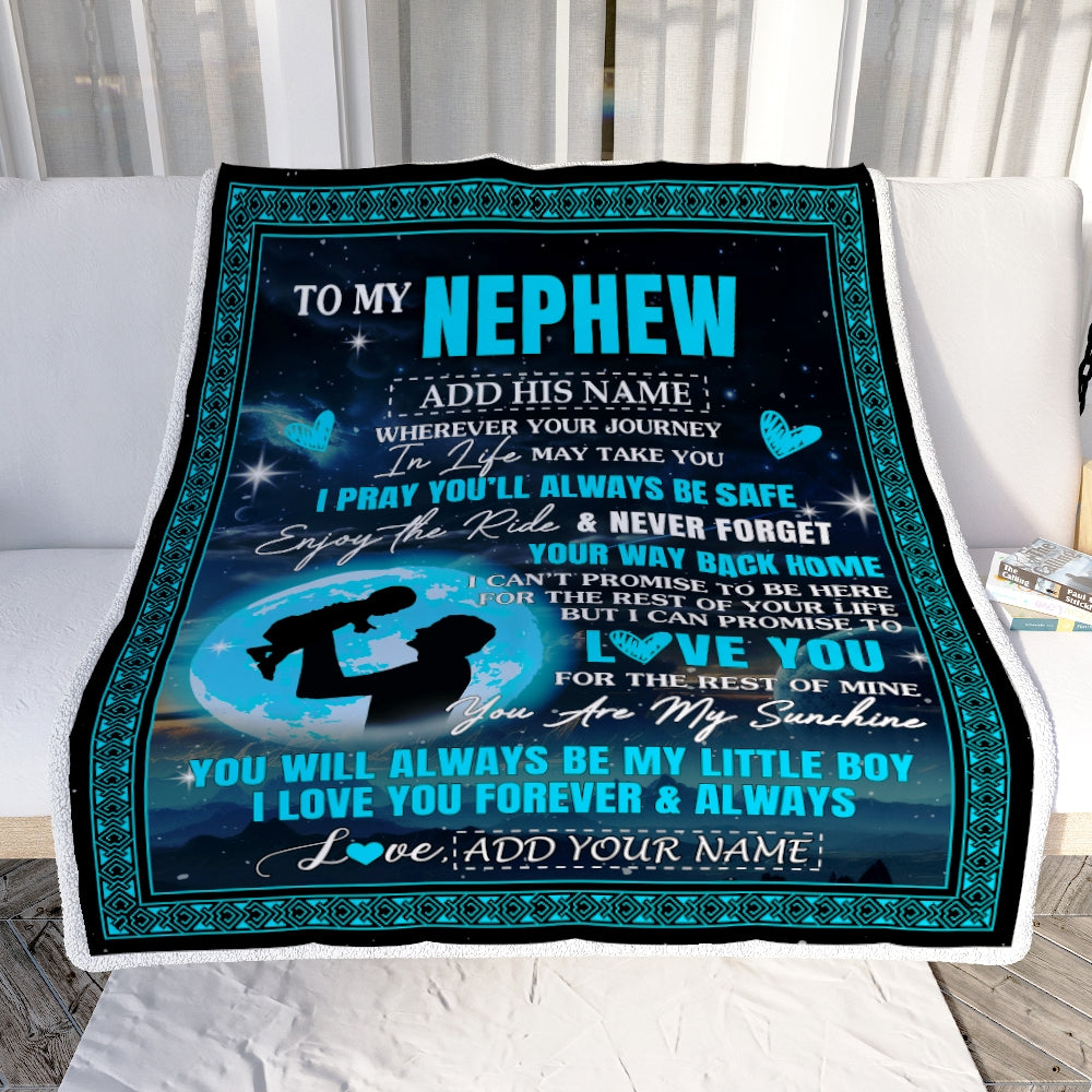 Personalized To My Nephew Gifts Blanket From Uncle Promise To Love You Gifts For Nephew Birthday Graduation Christmas Custom Fleece Throw Blanket | teecentury