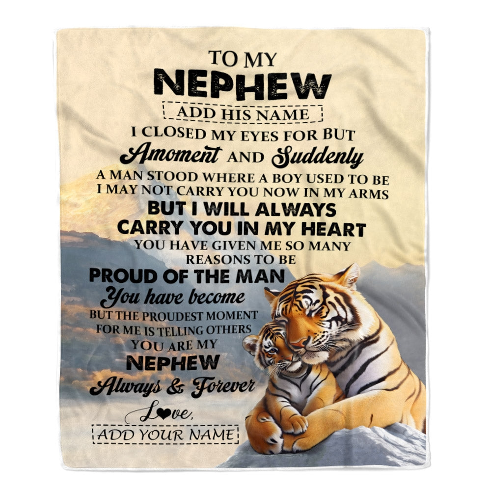 Personalized To My Nephew Gifts Blanket Tiger From Aunt Uncle Auntie You Are My Nephew Birthday Gifts Graduation Christmas Custom Fleece Throw Blanket | teecentury