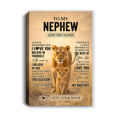 Personalized To My Nephew Gifts Canvas From Aunt Auntie Always Remember Lion Gifts For Nephew Birthday Graduation Christmas Custom Wall Art Framed Canvas | teecentury