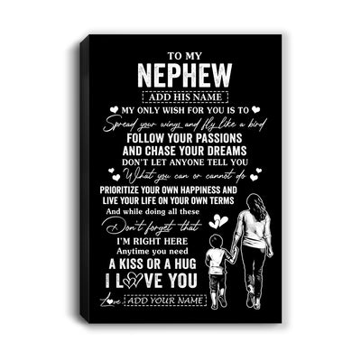 Personalized To My Nephew Gifts Canvas From Aunt Auntie My Only Wish For You Nephew Birthday Gifts Graduation Christmas Custom Wall Art Print Framed Canvas | teecentury
