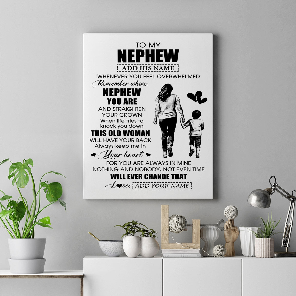 Personalized To My Nephew Gifts Canvas From Aunt Auntie Whenever Woman Unique Birthday Gifts For Nephew Graduation Christmas Custom Wall Art Print Framed Canvas | teecentury