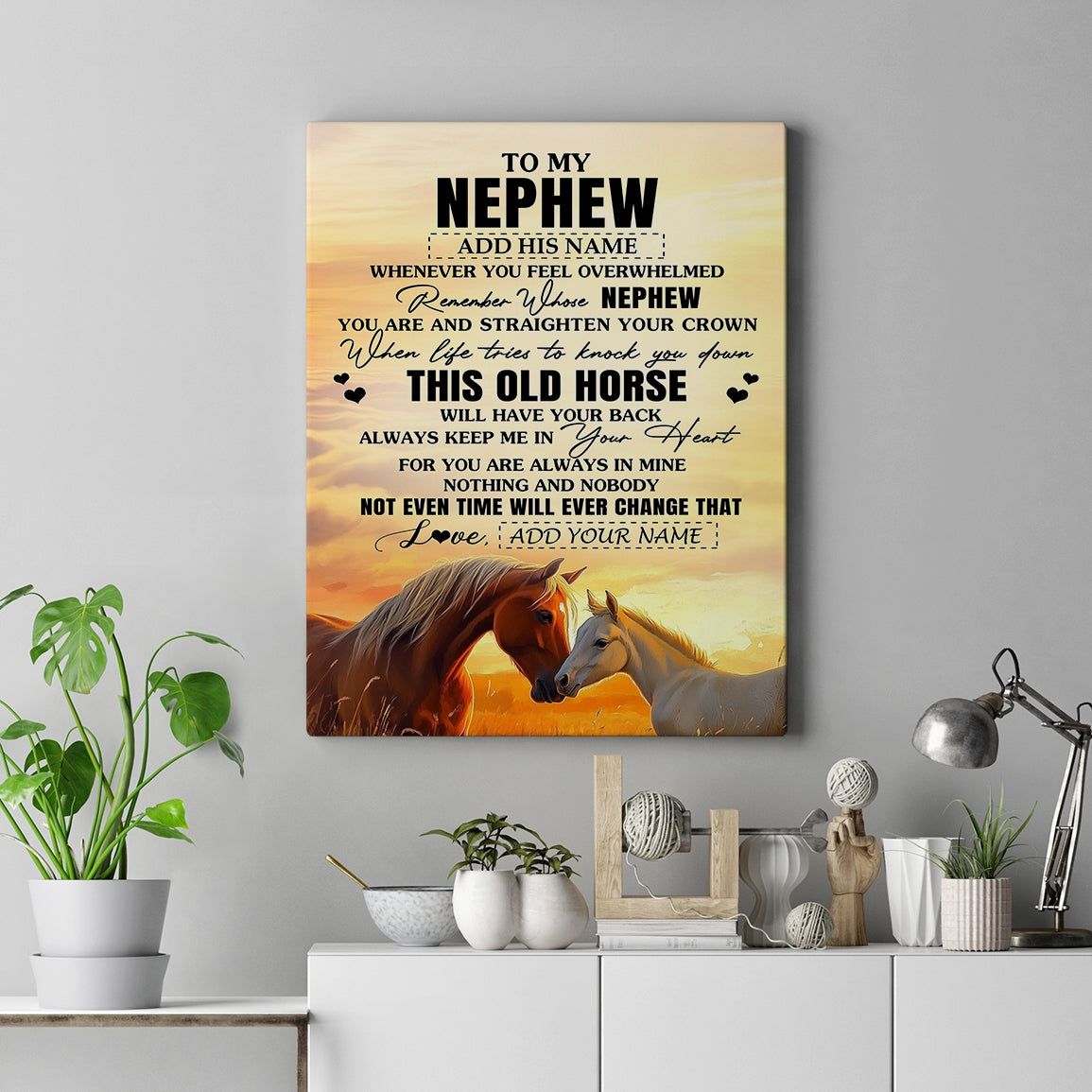 Personalized To My Nephew Gifts Canvas From Aunt Uncle Auntie Whenever Horse Unique Birthday Gifts For Nephew Graduation Christmas Custom Wall Art Print Framed Canvas | teecentury