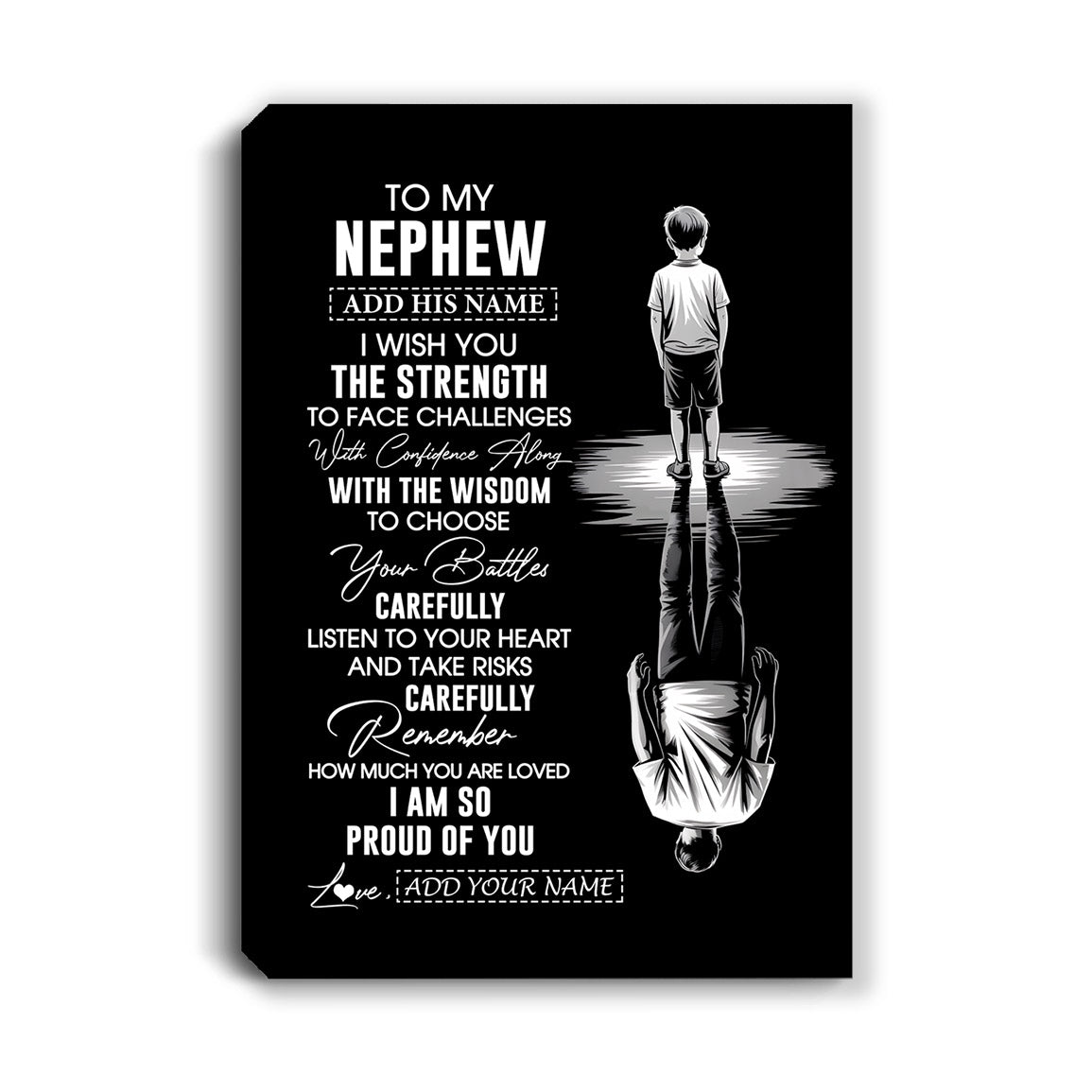 Personalized To My Nephew Gifts Canvas From Aunt Uncle I Wish You The Strength Aunt Nephew Birthday Gifts Christmas Graduation Custom Wall Art Framed Canvas | teecentury