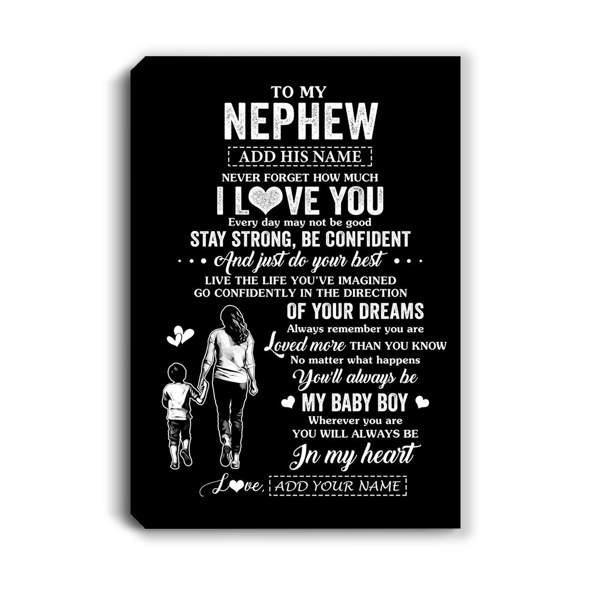 Personalized To My Nephew Gifts From Aunt Auntie Canvas Never Forget How Much I Love You Nephew Birthday Graduation Christmas Gift Custom Wall Art Framed Canvas | teecentury