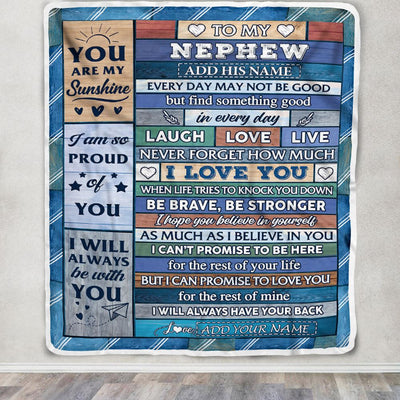 Personalized To My Nephew Gifts From Aunt Uncle Auntie Blanket Wood I Love You Birthday Graduation Gifts For Nephew Christmas Customized Fleece Throw Blanket | teecentury