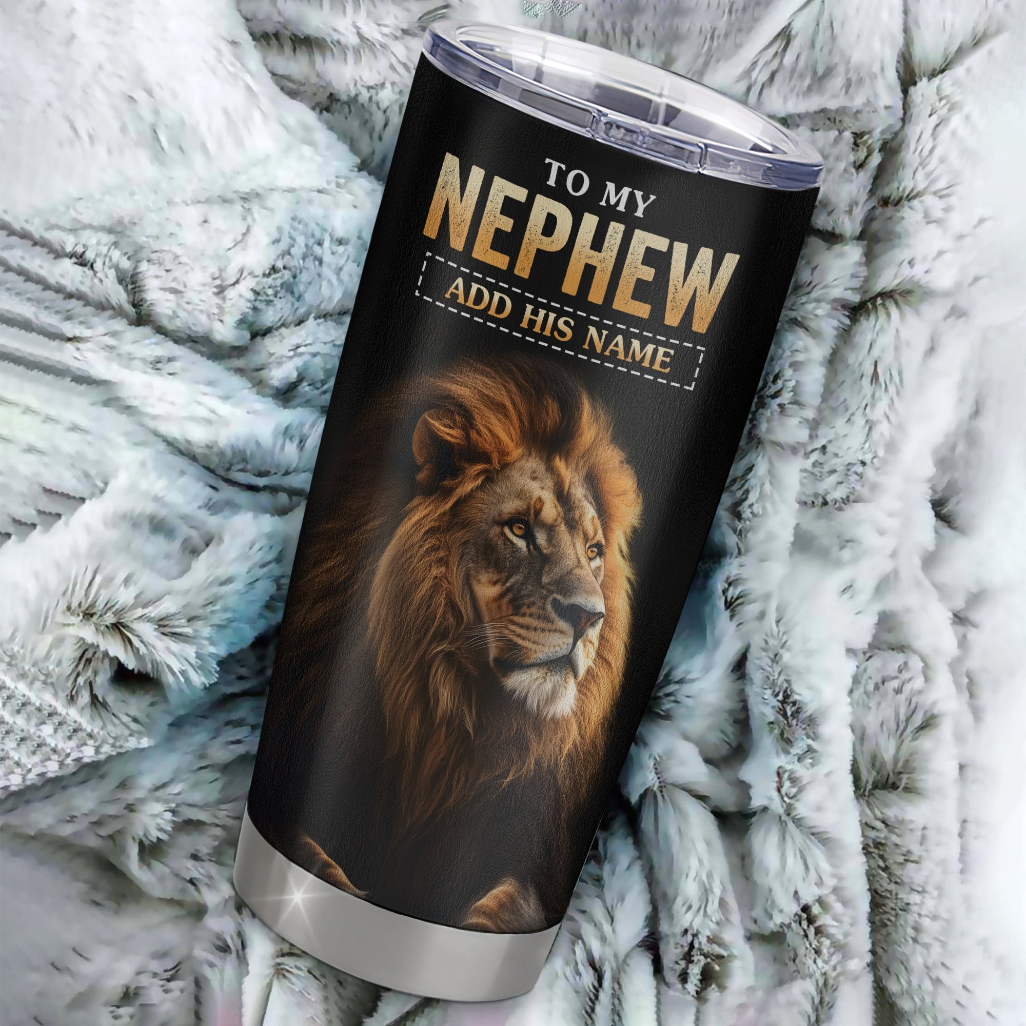 Personalized To My Nephew Gifts From Aunt Uncle Auntie Tumbler Old Lion Love You Nephew Birthday Gifts Graduation Christmas Custom Stainless Steel Cup Travel Mug | teecentury