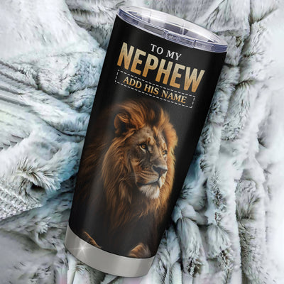 Personalized To My Nephew Gifts From Aunt Uncle Auntie Tumbler Old Lion Love You Nephew Birthday Gifts Graduation Christmas Custom Stainless Steel Cup Travel Mug | teecentury