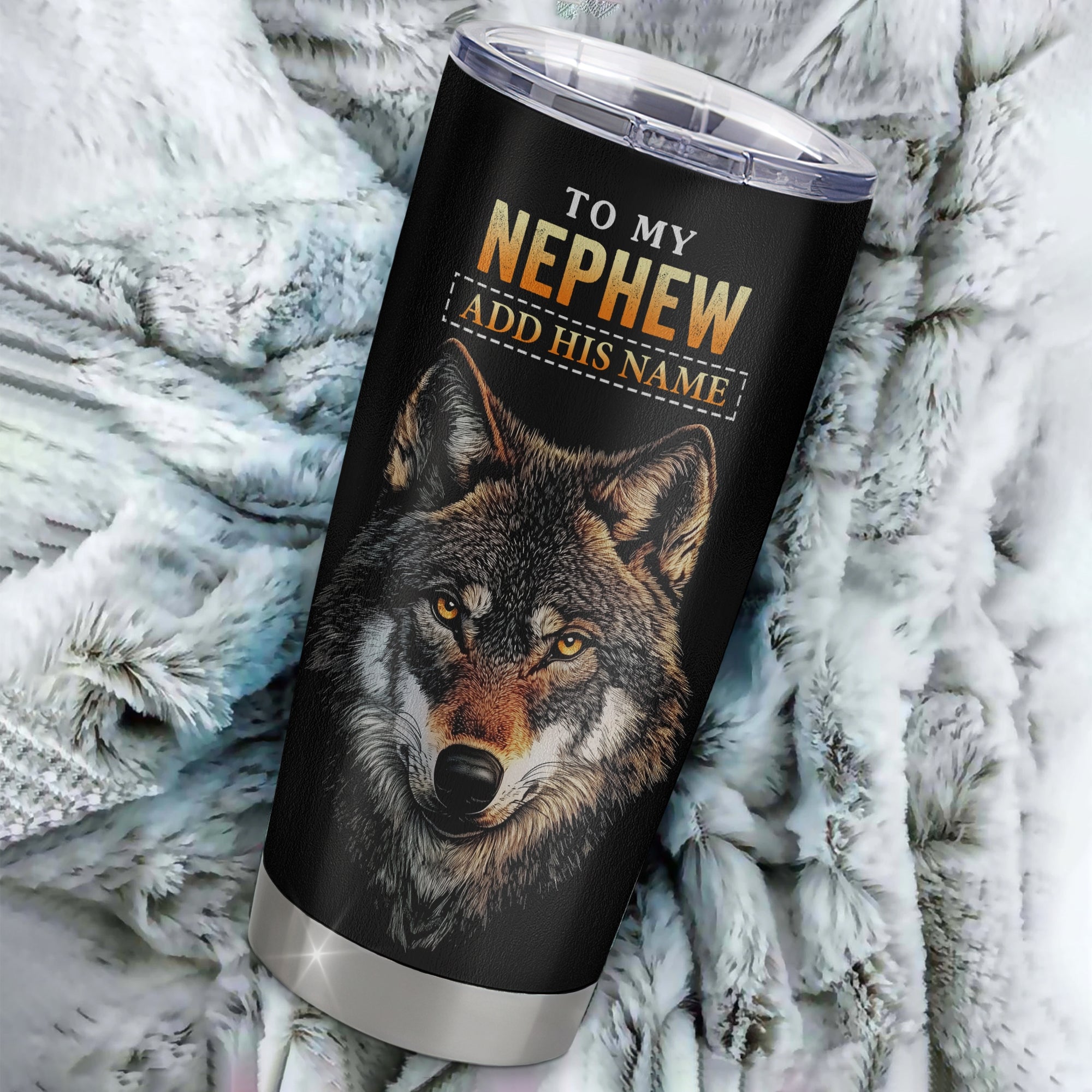 Personalized To My Nephew Gifts From Aunt Uncle Auntie Tumbler Old Wolf Love You Nephew Birthday Gifts Graduation Christmas Custom Stainless Steel Cup Travel Mug | teecentury