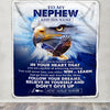 Personalized To My Nephew Gifts From Aunt Uncle Blanket Don't Give Up Eagle Gifts For Nephew Birthday Graduation Christmas Customized Fleece Throw Blanket | teecentury