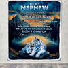 Personalized To My Nephew Gifts From Aunt Uncle Blanket Don't Give Up White Tiger Gifts For Nephew Birthday Graduation Christmas Custom Fleece Throw Blanket | teecentury