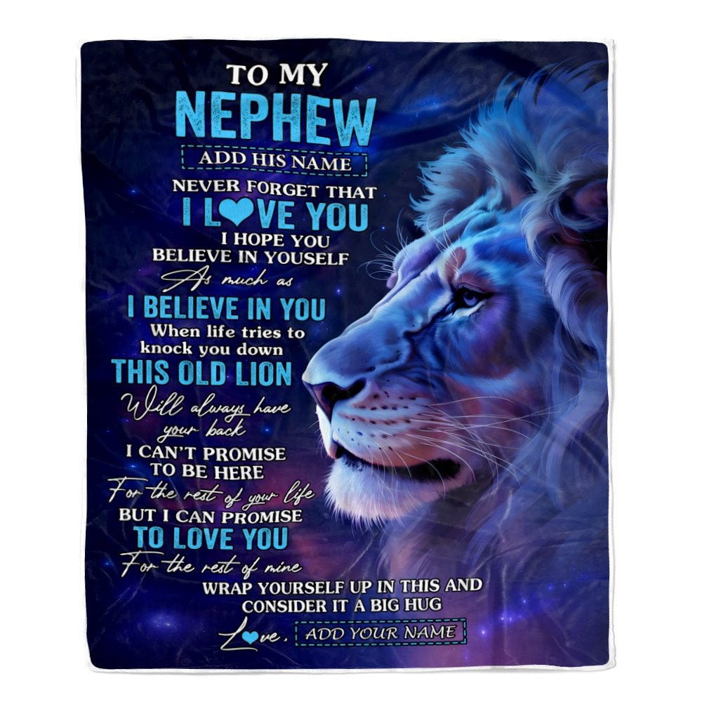 Personalized To My Nephew Gifts From Aunt Uncle Blanket This Old Lion Heart Gifts For Nephew Birthday Present Graduation Christmas Custom Fleece Throw Blanket | teecentury