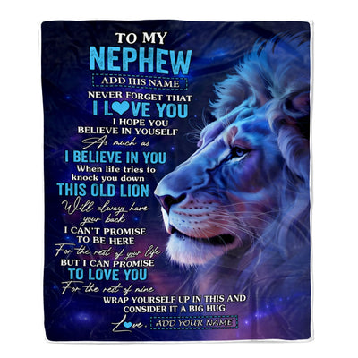 Personalized To My Nephew Gifts From Aunt Uncle Blanket This Old Lion Heart Gifts For Nephew Birthday Present Graduation Christmas Custom Fleece Throw Blanket | teecentury