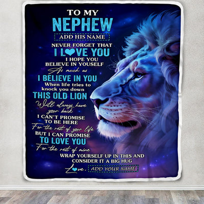 Personalized To My Nephew Gifts From Aunt Uncle Blanket This Old Lion Heart Gifts For Nephew Birthday Present Graduation Christmas Custom Fleece Throw Blanket | teecentury