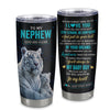 Personalized To My Nephew Gifts From Aunt Uncle Tumbler White Tiger Never Forget How Much I Love You Nephew Birthday Graduation Christmas Custom Stainless Steel Mug | teecentury