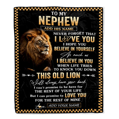 Personalized To My Nephew Gifts From Uncle Aunt Auntie Blanket Old Lion Love You Nephew Birthday Gifts Graduation Christmas Customized Fleece Throw Blanket | teecentury
