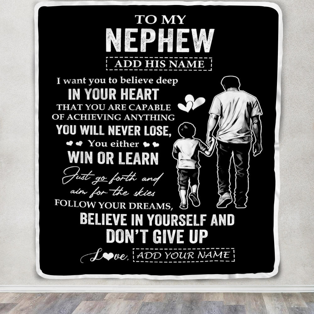 Personalized To My Nephew Gifts From Uncle Blanket Don't Give Up Uncle Gifts For Nephew Birthday Graduation Christmas Customized Fleece Throw Blanket | teecentury