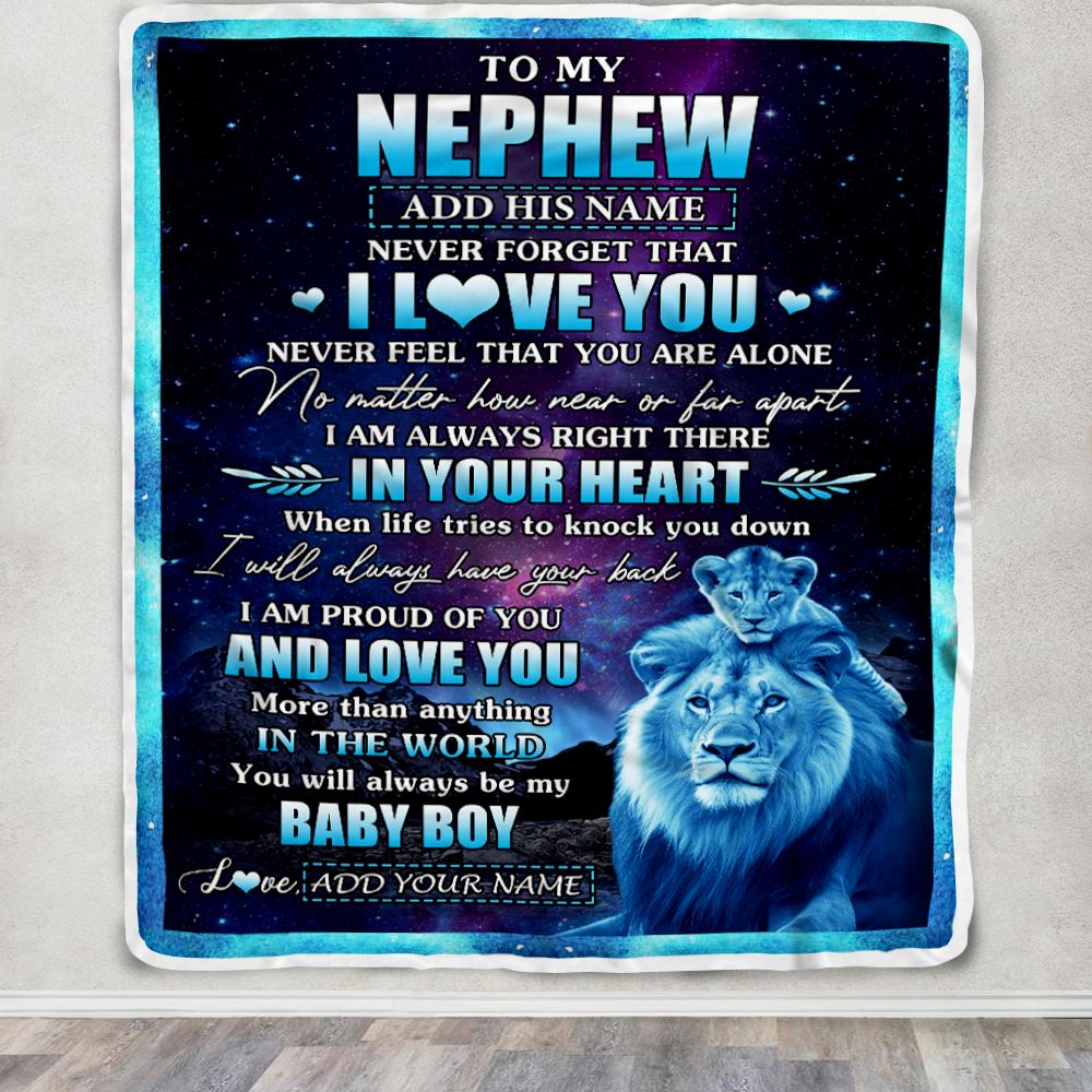 Personalized To My Nephew Gifts From Uncle Blanket I Love You Lion Birthday Gift Ideas For Nephew Graduation Christmas Customized Fleece Throw Blanket | teecentury