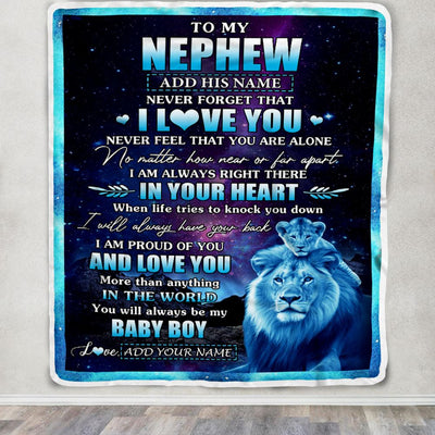 Personalized To My Nephew Gifts From Uncle Blanket I Love You Lion Birthday Gift Ideas For Nephew Graduation Christmas Customized Fleece Throw Blanket | teecentury