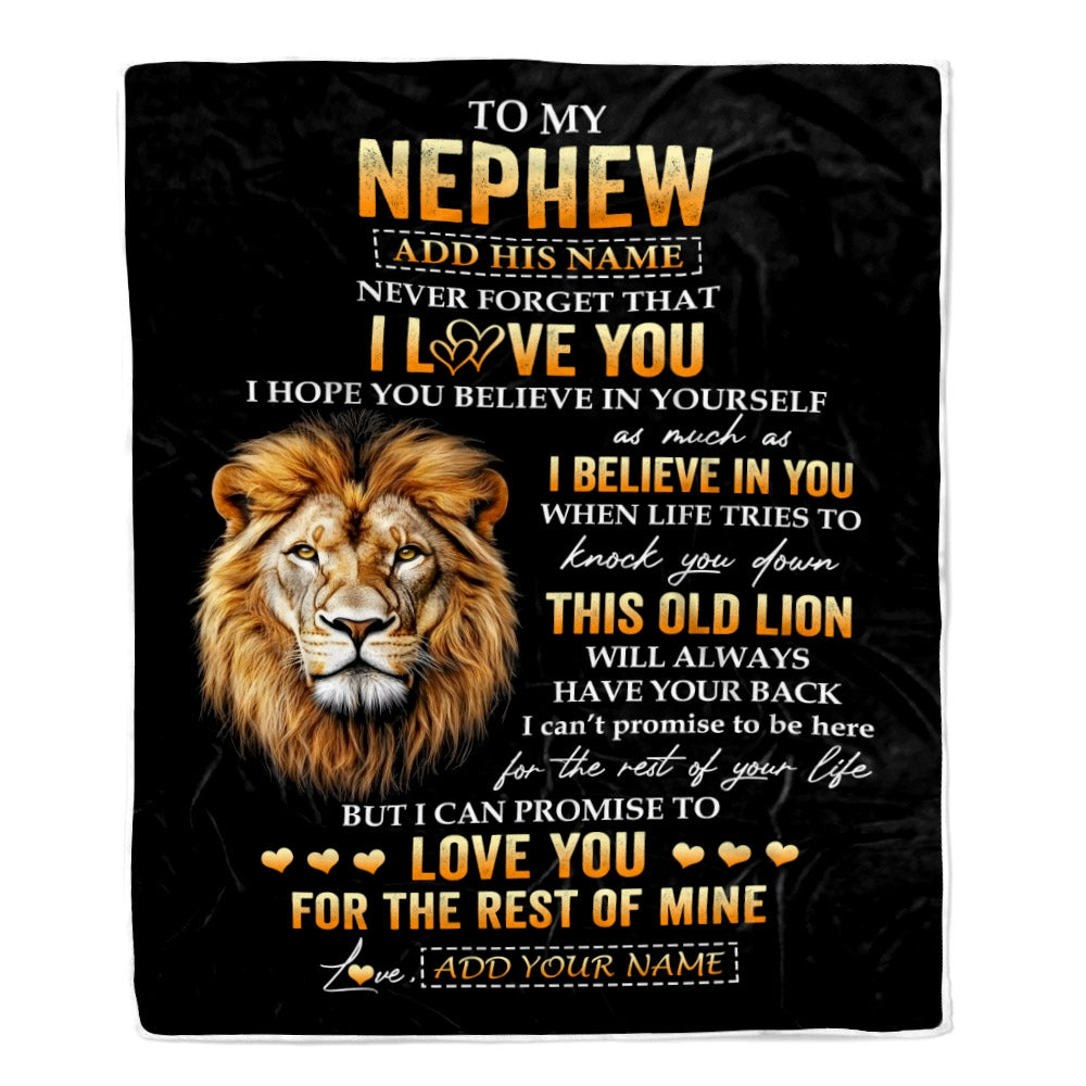 Personalized To My Nephew Gifts From Uncle Blanket Old Lion Love You Nephew Birthday Gifts Graduation Christmas Customized Fleece Throw Blanket | teecentury