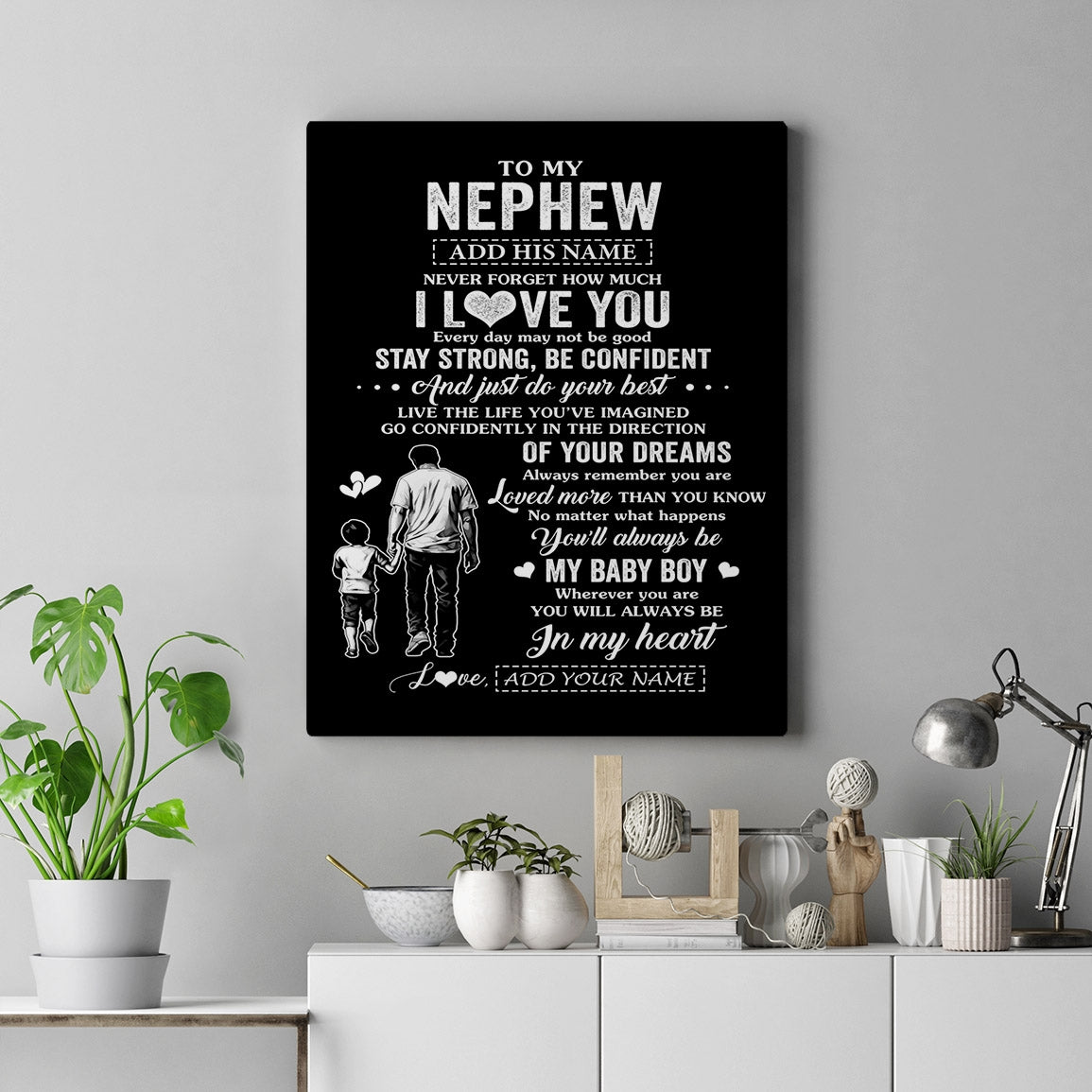 Personalized To My Nephew Gifts From Uncle Canvas Never Forget How Much I Love You Nephew Birthday Graduation Christmas Gift Custom Wall Art Framed Canvas | teecentury