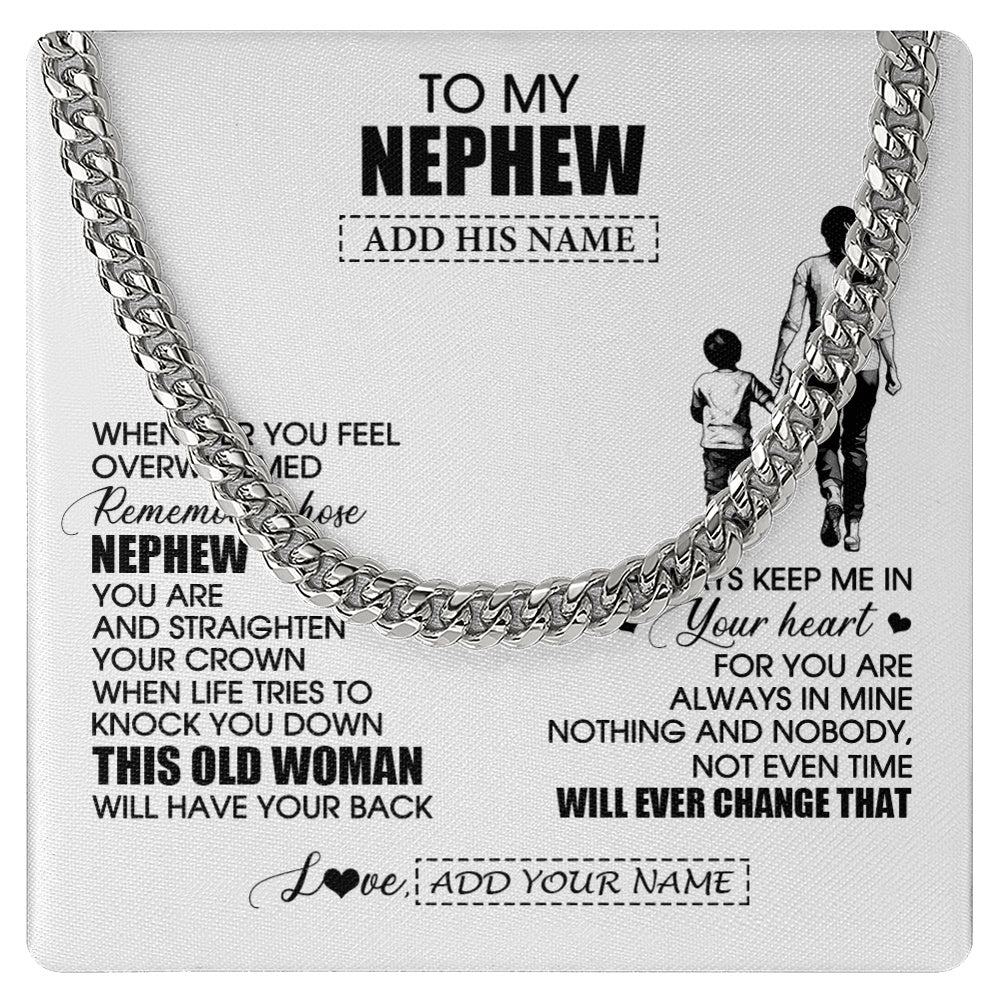 Cuban Link Chain Necklace Stainless Steel | 1 | Personalized To My Nephew Gifts Necklace From Aunt Auntie Whenever Woman Unique Birthday Gifts For Nephew Graduation Christmas Custom Gift Box Message Card | teecentury.myshopify