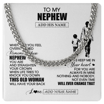 Cuban Link Chain Necklace Stainless Steel | 1 | Personalized To My Nephew Gifts Necklace From Aunt Auntie Whenever Woman Unique Birthday Gifts For Nephew Graduation Christmas Custom Gift Box Message Card | teecentury.myshopify
