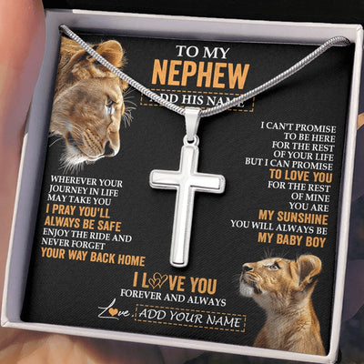 Stainless Cross Necklace Stainless Steel | 2 | Personalized To My Nephew Gifts Necklace From Aunt Auntie Wherever Your Journey In Life Lion Nephew Birthday Gifts Christmas Custom Gift Box Message Card | https://teecentury.