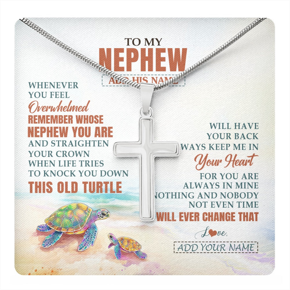 Stainless Cross Necklace Stainless Steel | 1 | Personalized To My Nephew Gifts Necklace From Aunt Uncle Auntie Whenever Turtle Unique Birthday Gifts For Nephew Graduation Christmas Gift Box Message Card | https://teecentury.