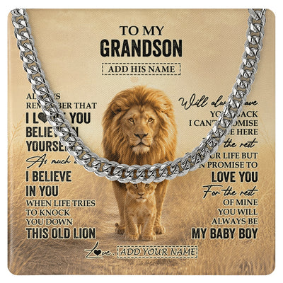 Cuban Link Chain Necklace Stainless Steel | 1 | Personalized To My Nephew Gifts Necklace From Uncle Always Remember Lion Gifts For Nephew Birthday Graduation Christmas Custom Gift Box Message Card | https://teecentury.