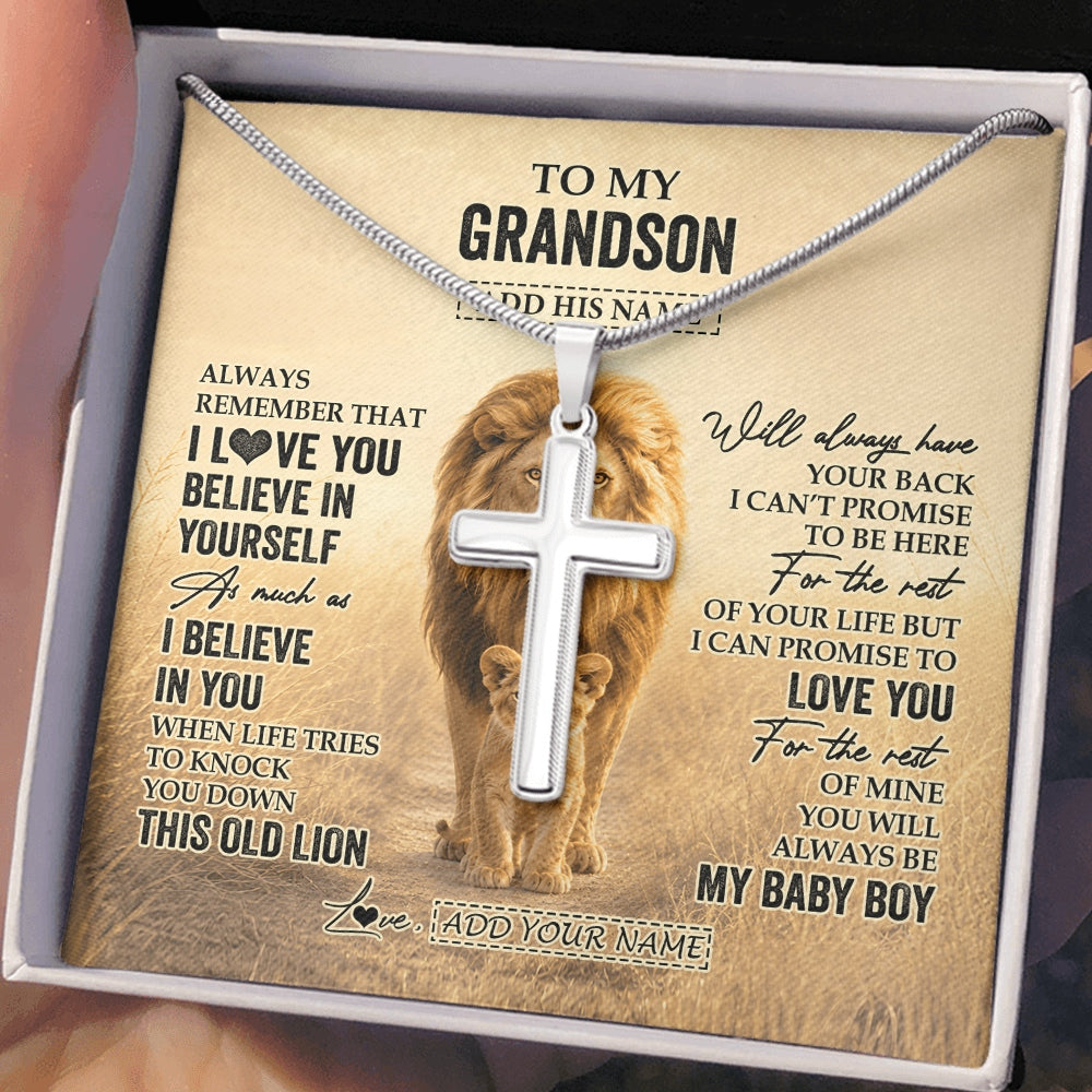 Stainless Cross Necklace Stainless Steel | 2 | Personalized To My Nephew Gifts Necklace From Uncle Always Remember Lion Gifts For Nephew Birthday Graduation Christmas Custom Gift Box Message Card | https://teecentury.