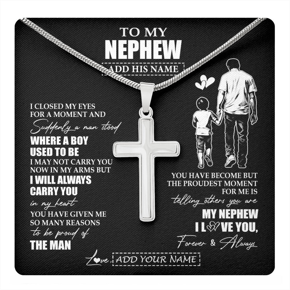Stainless Cross Necklace Stainless Steel | 1 | Personalized To My Nephew Gifts Necklace From Uncle I Closed My Eyes For A Moment Nephew Birthday Graduation Christmas Customized Gift Box Message Card | teecentury.myshopify