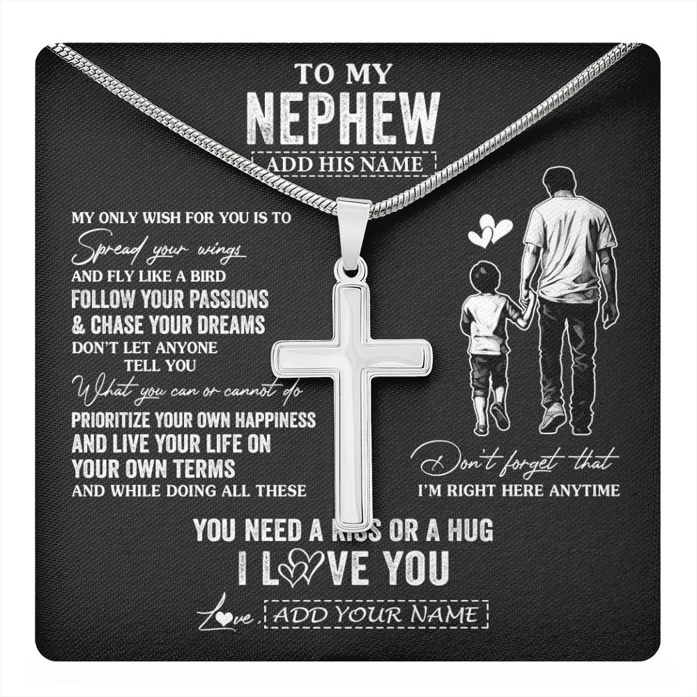 Stainless Cross Necklace Stainless Steel | 1 | Personalized To My Nephew Gifts Necklace From Uncle My Only Wish For You Nephew Birthday Gifts Graduation Christmas Customized Gift Box Message Card | teecentury.myshopify