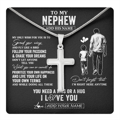 Stainless Cross Necklace Stainless Steel | 1 | Personalized To My Nephew Gifts Necklace From Uncle My Only Wish For You Nephew Birthday Gifts Graduation Christmas Customized Gift Box Message Card | teecentury.myshopify