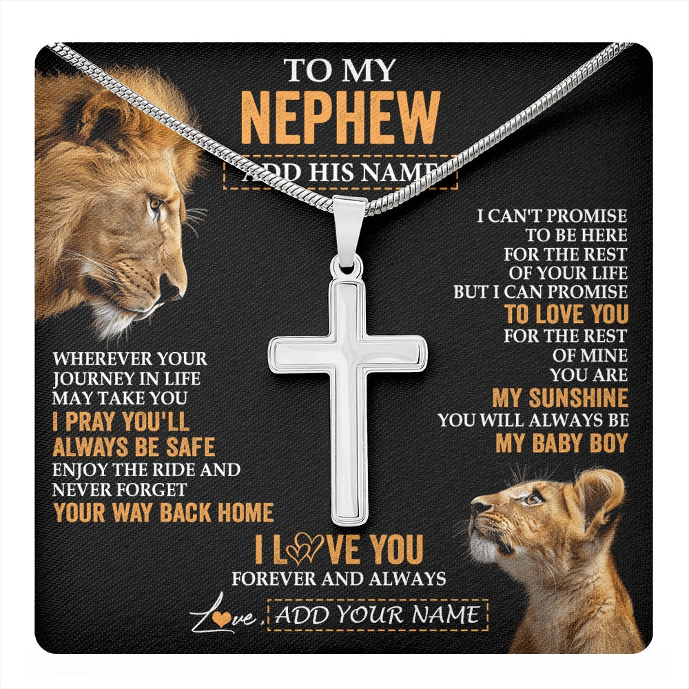 Stainless Cross Necklace Stainless Steel | 1 | Personalized To My Nephew Gifts Necklace From Uncle Wherever Your Journey In Life Lion Nephew Birthday Gifts Christmas Custom Gift Box Message Card | https://teecentury.