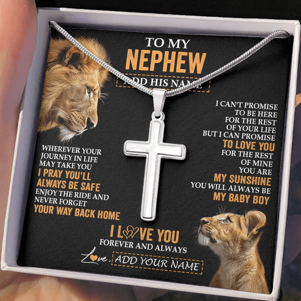 Stainless Cross Necklace Stainless Steel | 2 | Personalized To My Nephew Gifts Necklace From Uncle Wherever Your Journey In Life Lion Nephew Birthday Gifts Christmas Custom Gift Box Message Card | https://teecentury.