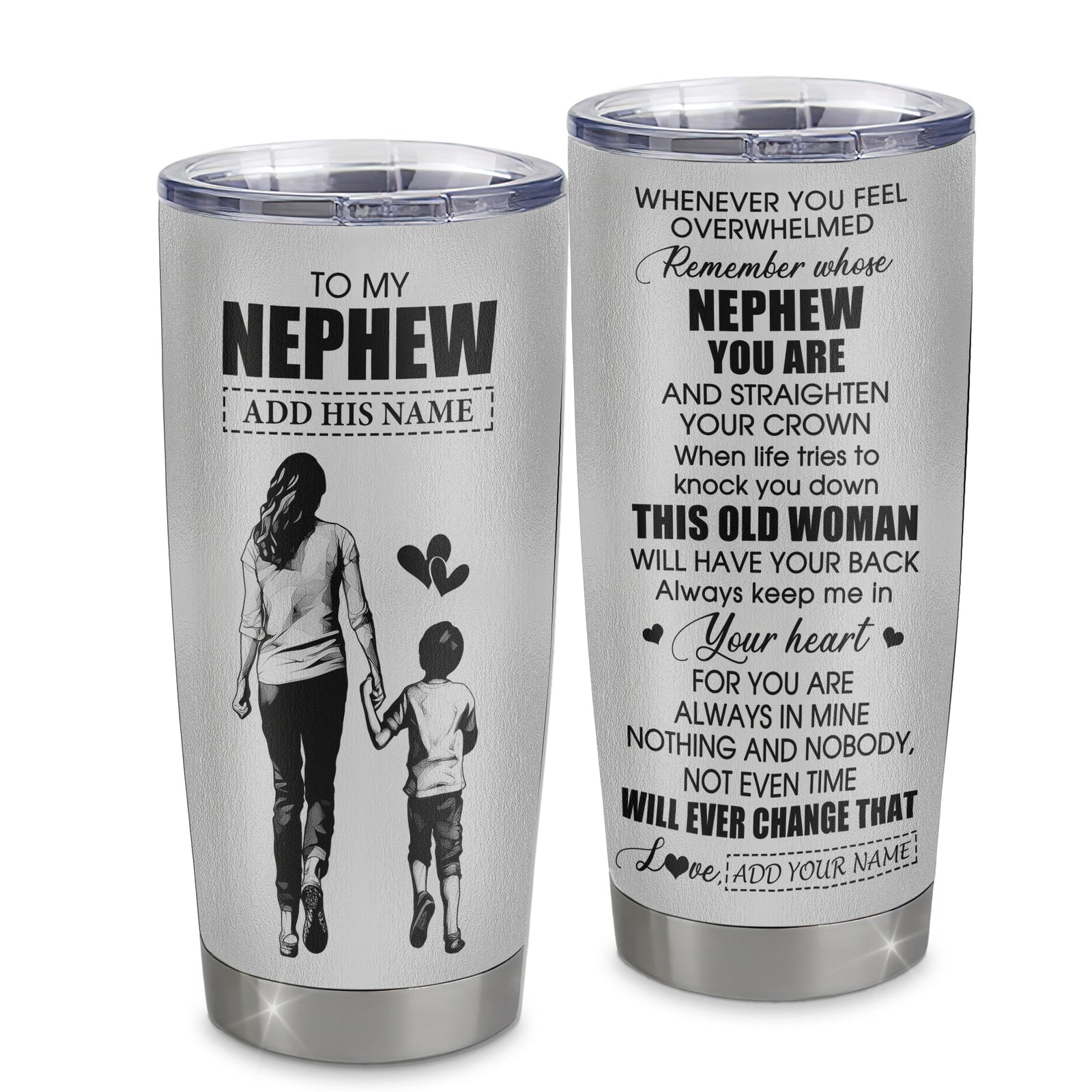 Personalized To My Nephew Gifts Tumbler From Aunt Auntie Whenever Woman Unique Birthday Gifts For Nephew Graduation Christmas Custom Stainless Steel Cup Travel Mug | teecentury
