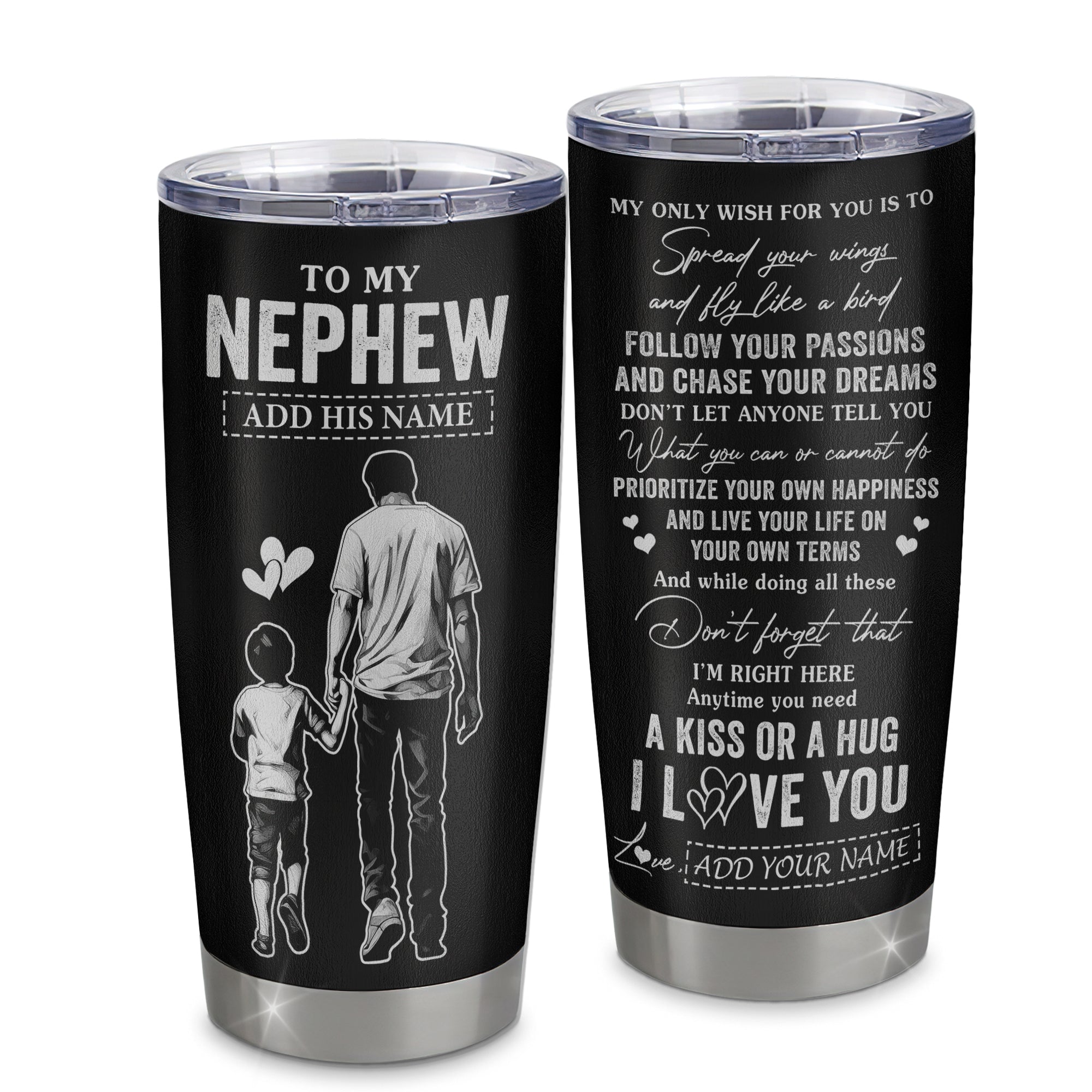 Personalized To My Nephew Gifts Tumbler From Uncle My Only Wish For You Nephew Birthday Gifts Graduation Christmas Custom Stainless Steel Cup Travel Mug | teecentury