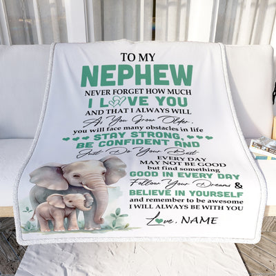 Personalized To My Nephew I Love You Forever Blanket From Aunt Uncle Elephant Nephew Birthday Gifts Graduation Christmas Customized Fleece Throw Blanket | teecentury