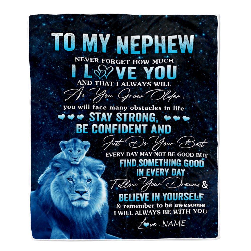 Personalized To My Nephew I Love You Forever Blanket From Uncle Lion Nephew Birthday Gifts Graduation Christmas Customized Fleece Throw Blanket | teecentury
