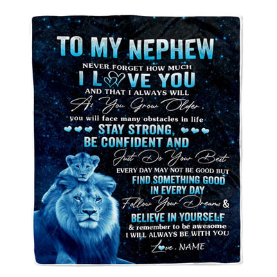 Personalized To My Nephew I Love You Forever Blanket From Uncle Lion Nephew Birthday Gifts Graduation Christmas Customized Fleece Throw Blanket | teecentury