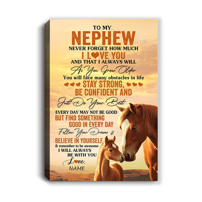 Personalized To My Nephew I Love You Forever Canvas From Uncle Aunt Auntie Horse Nephew Birthday Gifts Graduation Christmas Custom Wall Art Print Framed Canvas | teecentury