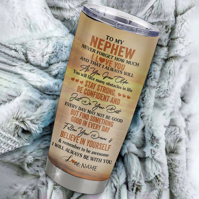 Personalized To My Nephew I Love You Forever Tumbler From Uncle Aunt Auntie Stainless Steel Cup Horse Nephew Birthday Gifts Graduation Christmas Custom Travel Mug | teecentury