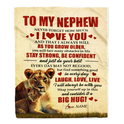 Personalized To My Nephew Lion Blanket From Aunt Auntie Never Forget How Much I Love You Nephew Birthday Graduation Christmas Customized Bed Fleece Blanket | teecentury