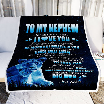 Personalized To My Nephew Lion Blanket From Aunt Auntie Never Forget I Love You Nephew Birthday Graduation Christmas Customized Bed Fleece Throw Blanket | teecentury
