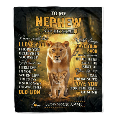 Personalized To My Nephew Lion Blanket From Aunt Auntie Never Forget That I Love You Niece Birthday Gifts Graduation Christmas Customized Fleece Blanket | teecentury