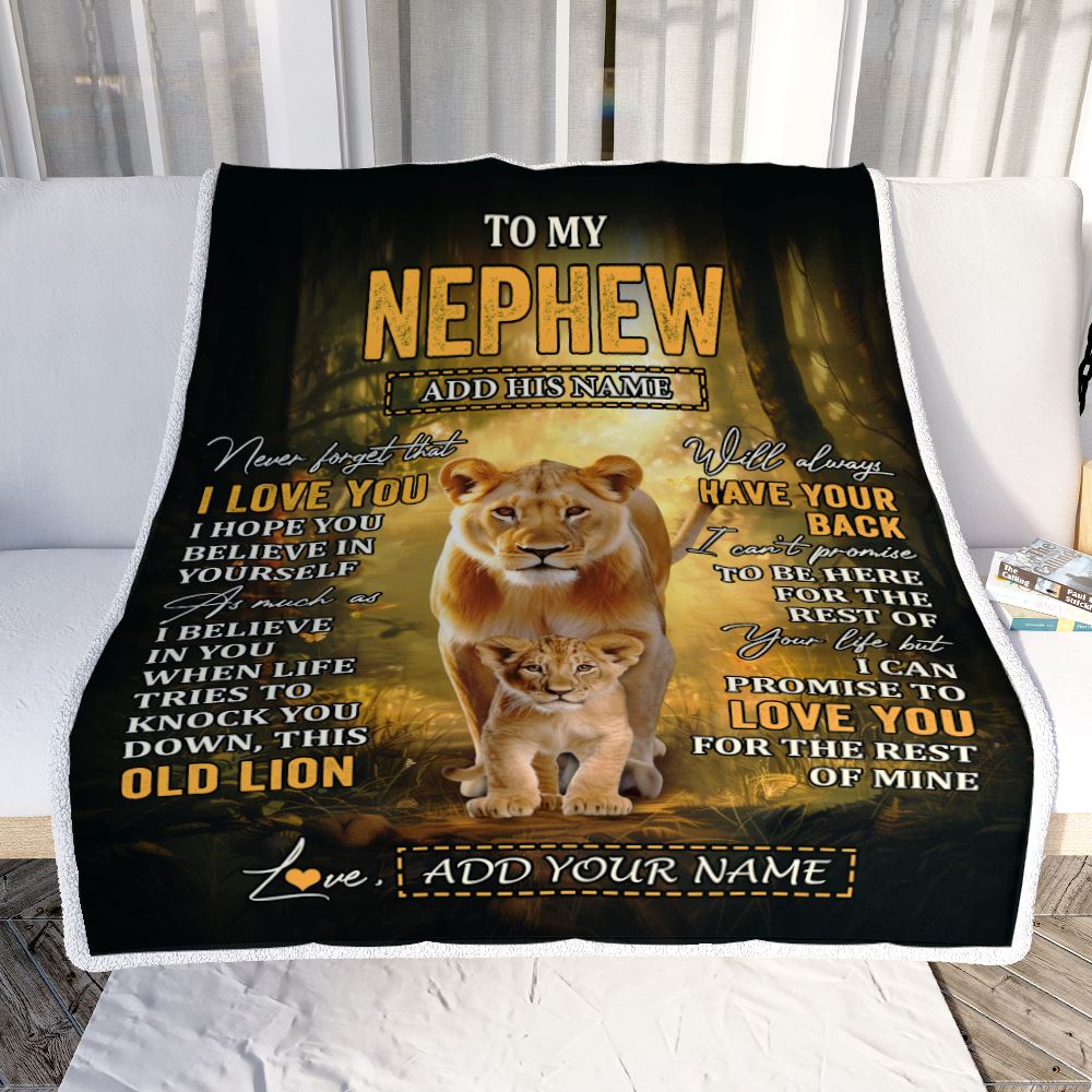 Personalized To My Nephew Lion Blanket From Aunt Auntie Never Forget That I Love You Niece Birthday Gifts Graduation Christmas Customized Fleece Blanket | teecentury