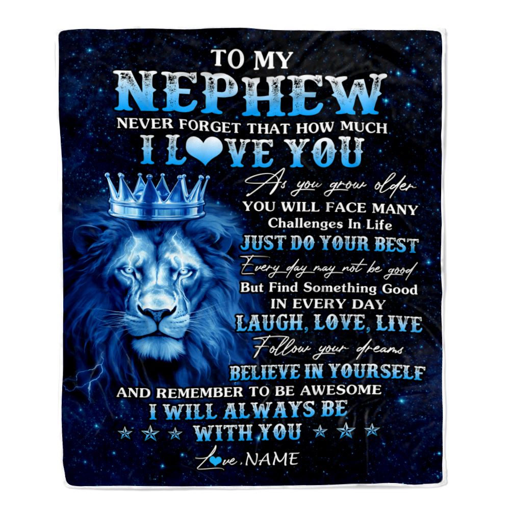 Personalized To My Nephew Lion Blanket From Aunt Uncle I Love You Lion Ideas For Nephew Birthday Gifts Graduation Christmas Customized Fleece Throw Blanket | teecentury