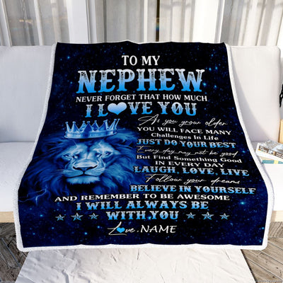Personalized To My Nephew Lion Blanket From Aunt Uncle I Love You Lion Ideas For Nephew Birthday Gifts Graduation Christmas Customized Fleece Throw Blanket | teecentury